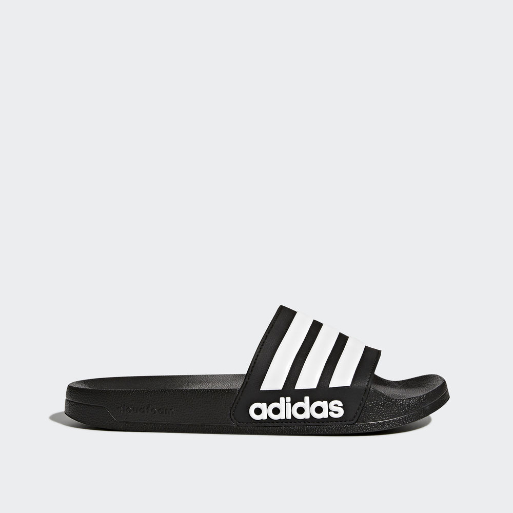 Adidas Adilette Cloudfoam Slides - παντοφλες γυναικεια - Μαυρα/Ασπρα/Μαυρα,Μέγεθος: EU 36 – 54 2/3 (